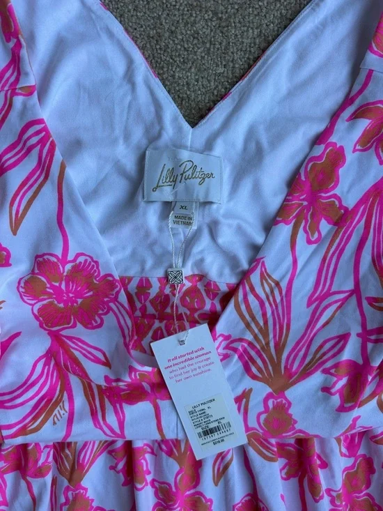 NWT Lilly Pulitzer Skylar maxi white pink & orange floral Lovely Long Stems XL - Picture 5 of 5